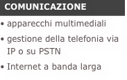  COMUNICAZIONEapparecchi multimediali
gestione della telefonia via IP o su PSTN
Internet a banda larga